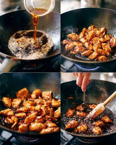 cuisson poulet teriyaki dans une poêle