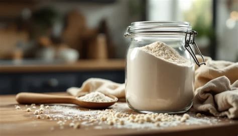 Illustration montrant comment conserver correctement la farine dans un récipient hermétique