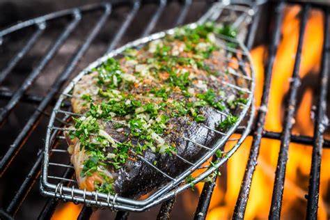 Infographie: méthodes de cuisson au barbecue pour le poisson (grille, papillote, plancha, panier)