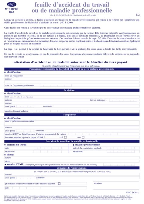 Exemple de formulaire Cerfa N°11383#02 