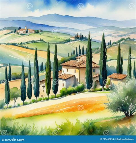 Paysage toscan avec cyprès