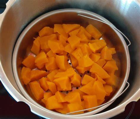 Schéma de cuisson des légumes: potimarron, oignons, poireau