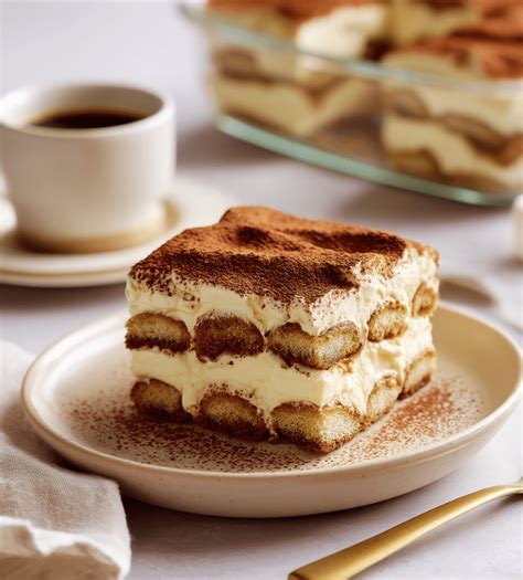 Plat de tiramisu avec des couches visibles