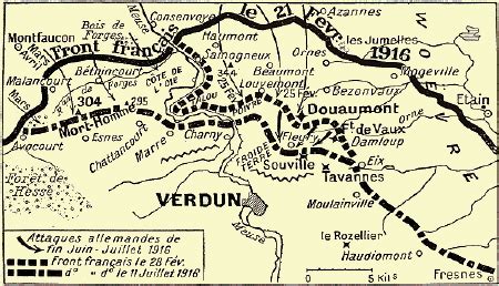 Carte de la région de Verdun montrant l'importance de Bar-le-Duc comme nœud logistique