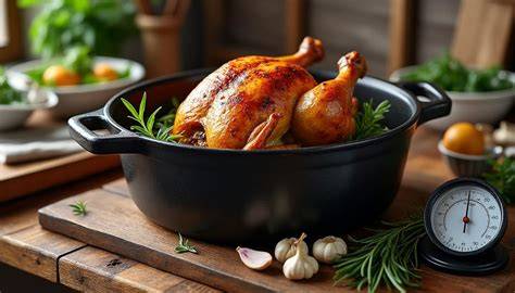 Schéma de répartition thermique dans une cocotte en fonte