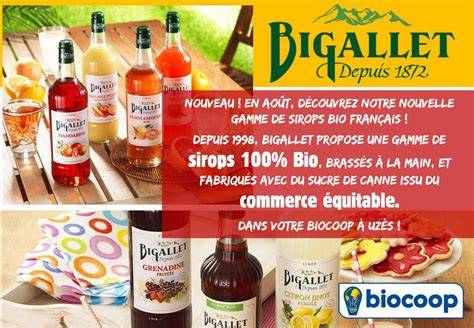 Photo : Gamme de sirops bio Bigallet en rayons