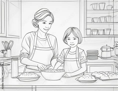 Dessin des sœurs Tatin dans leur cuisine