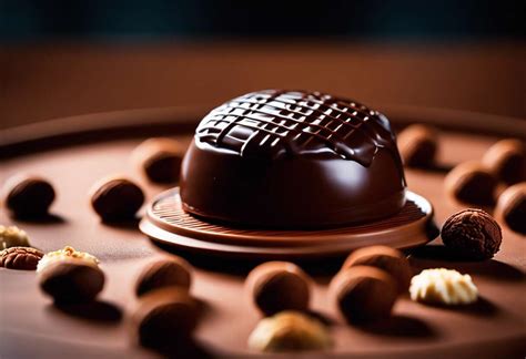 Représentation d'un dôme de chocolat complexe avec différentes couches visibles