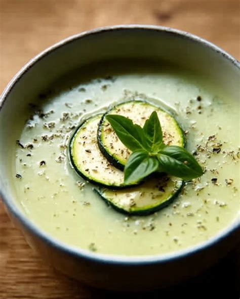 Bol de velouté de courgettes crémeux