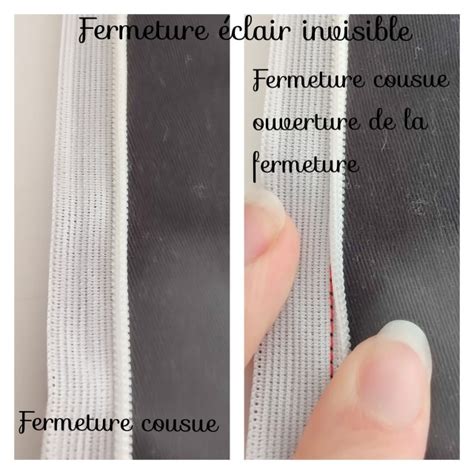 Fermeture éclair cousue et pliée