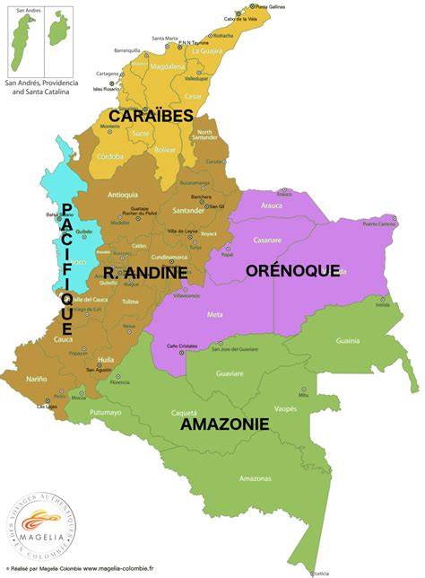 Carte indiquant les régions productrices de cacao en Colombie pour les Grands Crus visés par La Baleine à Cabosse