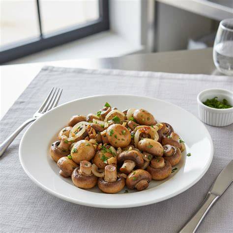 Champignons sautés et persil pour aromatiser la garniture
