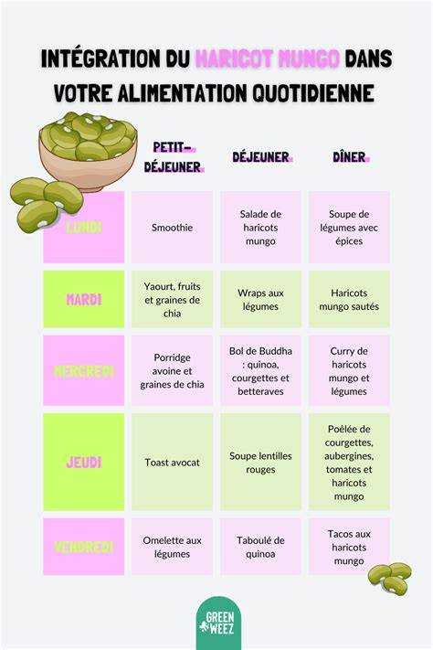 Infographie: Propriétés nutritionnelles du haricot mungo et usages culinaires