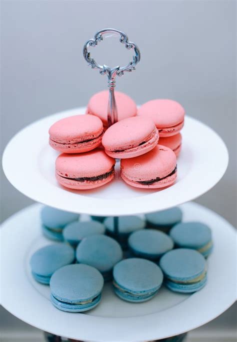 Macarons bleus et roses bicolores