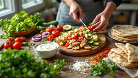 Préparation d'un kebab maison avec des ingrédients frais