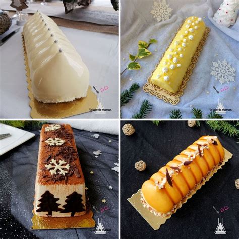 Bûche de Noël décorée de meringues