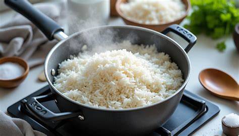 Infographie: Étapes clés de la cuisson du riz pilaf avec poulet et légumes
