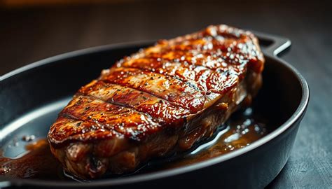 Côte de boeuf saisie sur une poêle en fonte