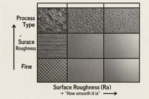 Comparaison visuelle des finitions de surface intérieure