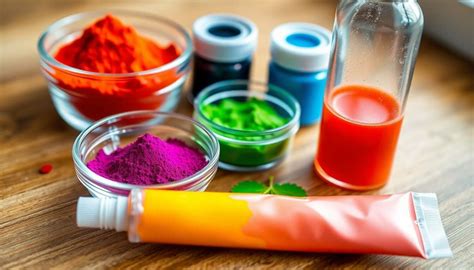 Comparaison visuelle des différents formats de colorants alimentaires (poudre, liquide, gel)