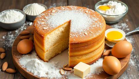 génoise aux amandes imbibée de café