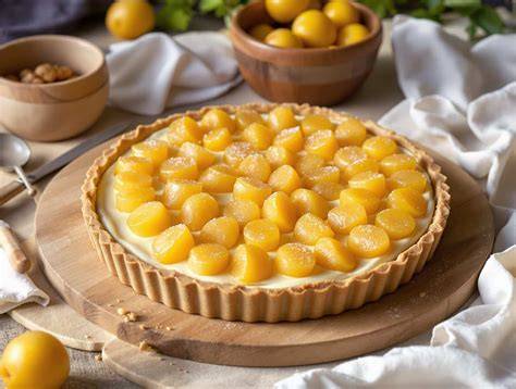 Exemple de tarte aux mirabelles prête à être dégustée