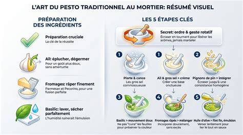 infographie: composition et étapes du pesto genovese