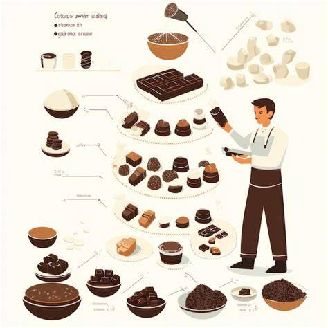 Infographie: Schéma de proportions ganache/chocolat/crème et étapes de montage