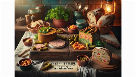 Illustration comparant pate et terrine: ingrédients, cuisson et présentation