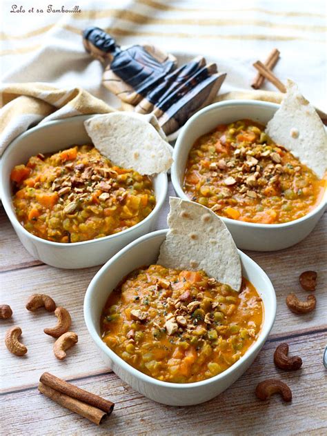 Bol de dahl de pois cassés avec courge rôtie et amandes