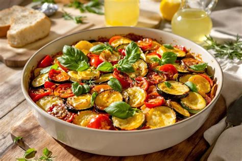 Plat de tian de légumes coloré et appétissant