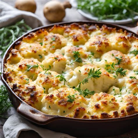 Ingrédients pour un gratin de chou-fleur et pommes de terre