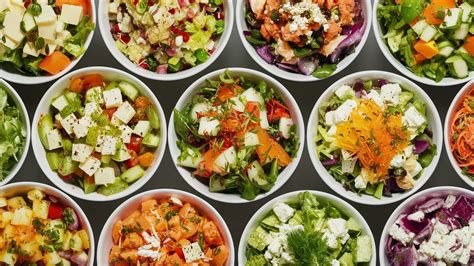 Assortiment de salades fraîches et colorées