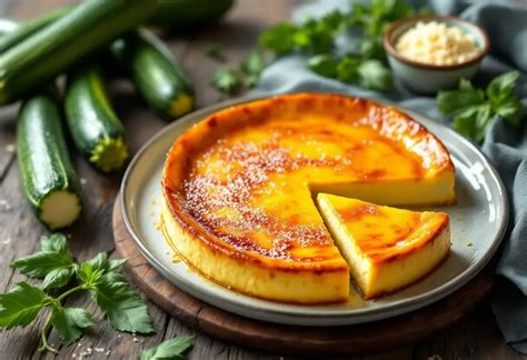 Infographie: ingrédients et étapes - flan de courgettes