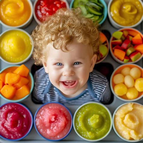Bébé découvrant des fruits colorés