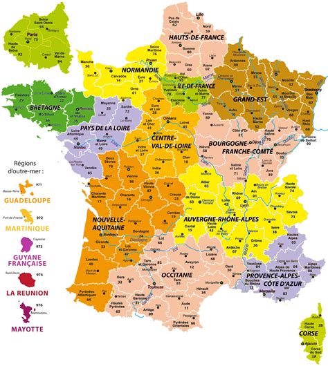 Carte des régions françaises et des principales villes productrices de boudin noir