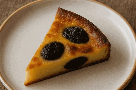 Plat de Far Breton doré aux pruneaux, coupé en portions