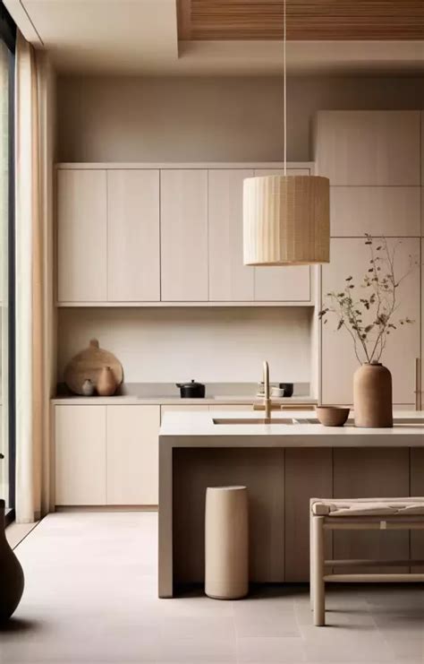 Cuisine style Japandi minimaliste et chaleureuse