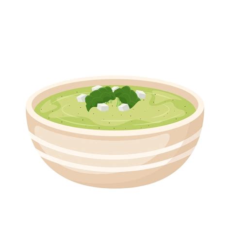 Illustration: velouté de brocoli à la menthe dans un bol blanc