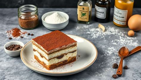 Illustration des ingrédients et des couches du tiramisu