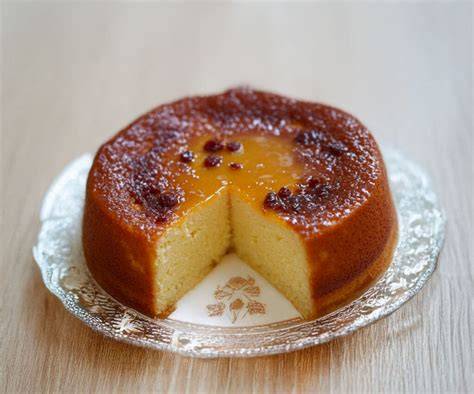 Gâteau de semoule doré avec noix