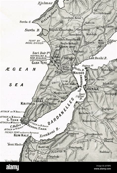Carte historique Gallipoli et Dardanelles
