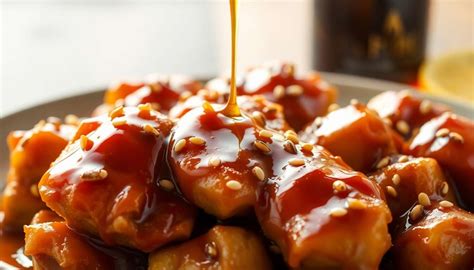 Poulet frit à la sauce soja et miel avec des graines de sésame