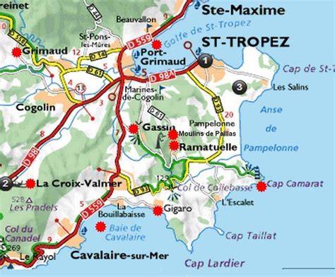 Carte du Golfe de Saint-Tropez et Cogolin avec localisation de la conserverie