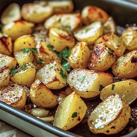 Pommes de terre rôties avec des gousses d'ail