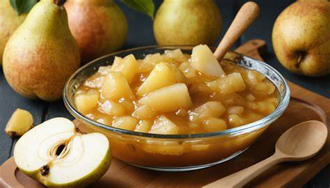 Différentes variantes de textures et arômes pour la compote de poires