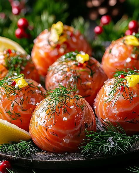 Boules de Noël garnies de terrine de saumon