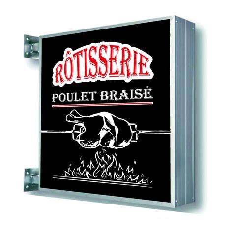 enseigne poulet rôti moderne devant un restaurant