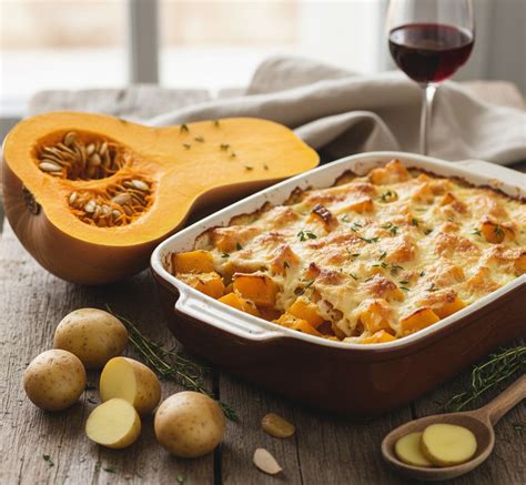 Bol avec des dés de courge butternut et de pommes de terre