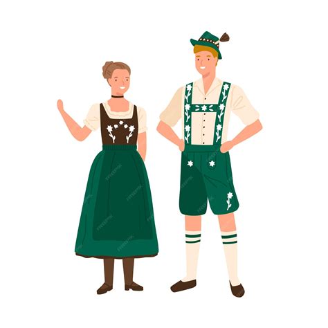 Couple en costumes traditionnels bavarois (Dirndl et Lederhosn)